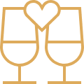 Two glasses with a heart.